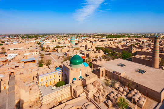 Itchan Kala aerial panoramic view, Khiva