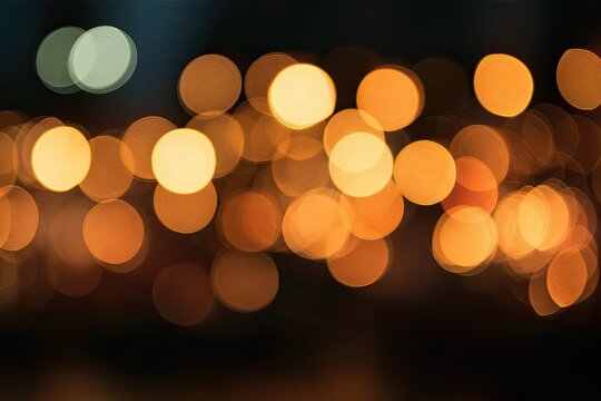 Soft, blurred circles of warm light create a magical bokeh effect against dark