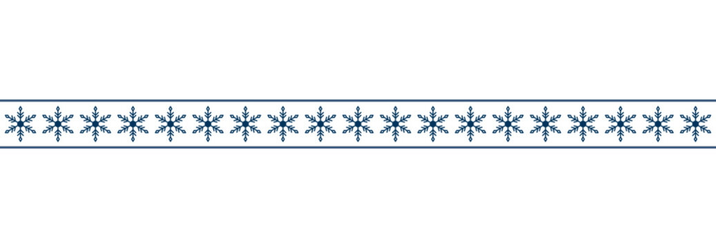 Blue snowflake horizontal border for winter and Christmas design