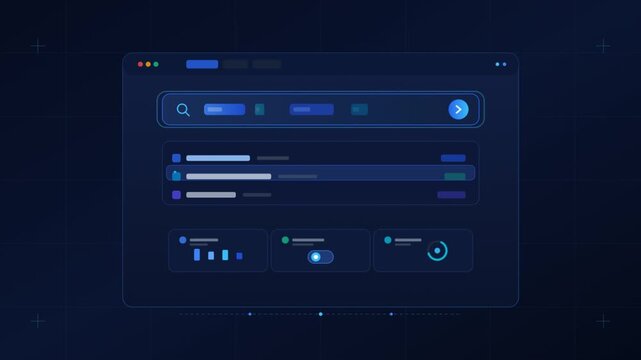 Futuristic software interface animation with dark blue futuristic user dashboard