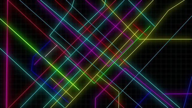 Futuristic Road Network Glowing Lines Animation | Light Trails 