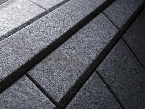 Textured gray geometric panels with angled lighting, creating shadows and depth