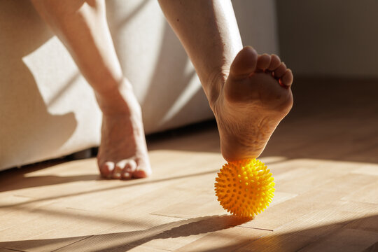 Foot Massage With Spiky Ball for At Home Mobility Exercise
