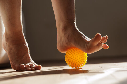 Foot Massage Exercise Using Spiky Ball for Myofascial Release at Home