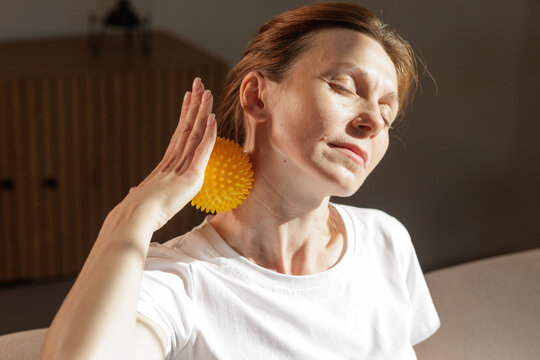 Neck Self Massage With Spiky Trigger Point Ball at Home