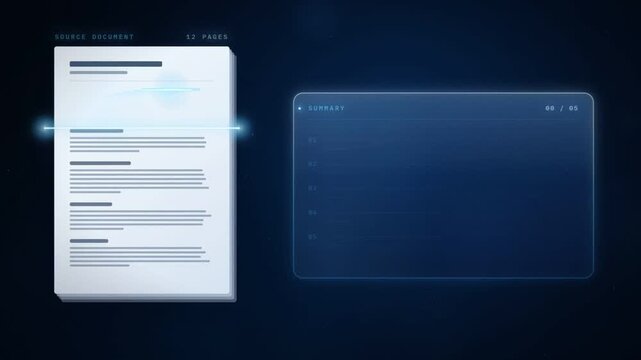 Document summarization panel turning a twelve page report into five key points