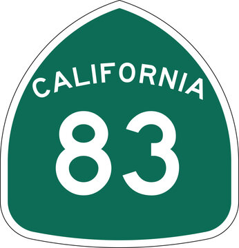 California 83 State Highway Green Marker Shield Vector Sign