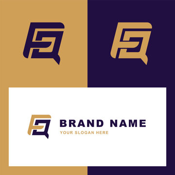 Modern geometric letter FQ monogram logo design for professional corporate business identity