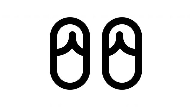 flip flops animated Line Icons Premium 4K, Outline Motion Graphics Collection
