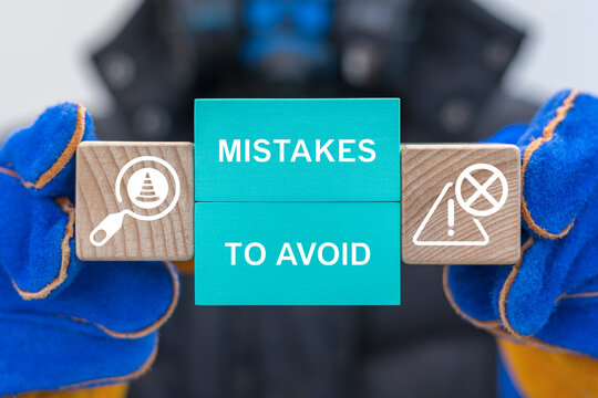 Concept of mistakes to avoid in industry. Avoid industrial mistake or failure, protect from accident or pitfall, insurance or warning in manufacturing risk and support in crisis.