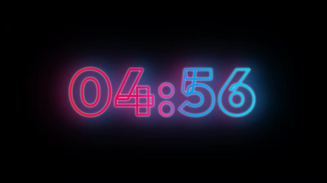 Neon 5 minute countdown timer for streaming and gaming