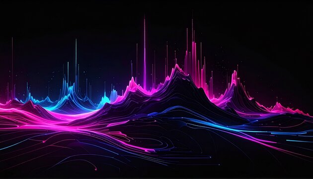 Abstract data visualization with dynamic light trails illustrating digital analytics growth in futuristic tech workspace