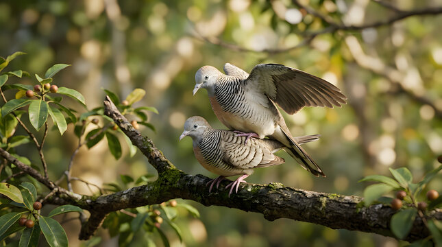 Zebra doves during the breeding season