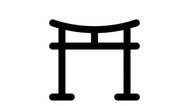 torii gate animated Line Icons Premium 4K, Outline Motion Graphics Collection