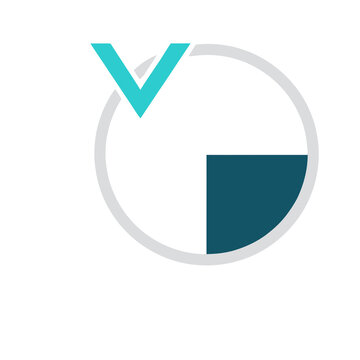 Turquoise check mark and teal segment in circle