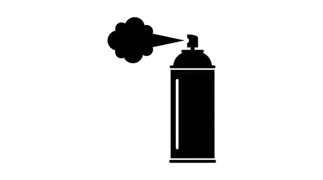 Minimalist black and white spray can aerosol icon.