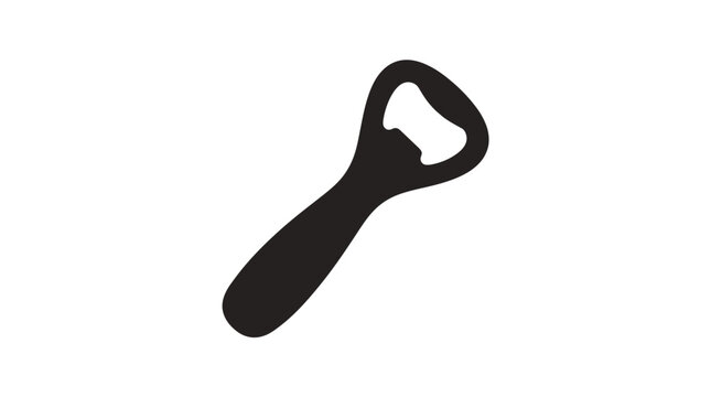 Black silhouette of a bottle opener against a white background