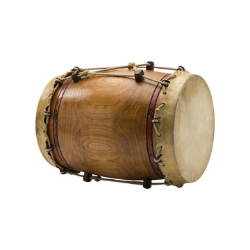 Traditional Japanese drum percussion musical instrument isolated transparent background