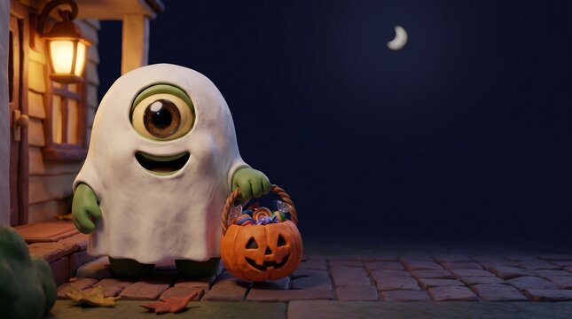 Horizontal Stock Banner of Clay Cyclops Kid with Clean Copy Space