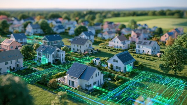 Smart Grid Renewable Energy Network in Modern Suburban Neighborhood