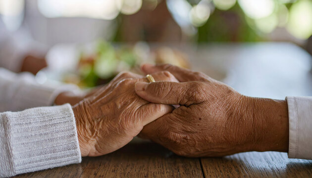 Senior couple showing support and care