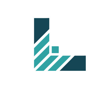 Abstract L shape with stripes and square