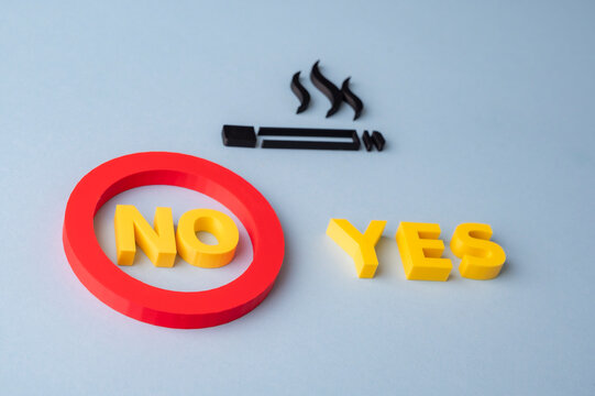 Choosing no to smoking, quit cigarettes and tobacco addiction decision concept