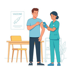 Obraz premium Nurse Administering Vaccine to Patient, Healthcare Concept Illustration