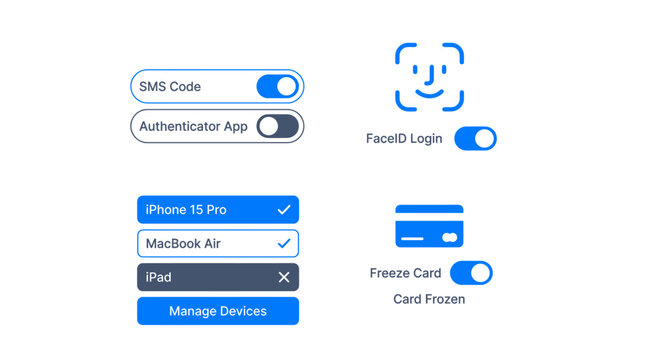 Mobile Banking Security Settings Face ID, SMS Code, and Device Management Options