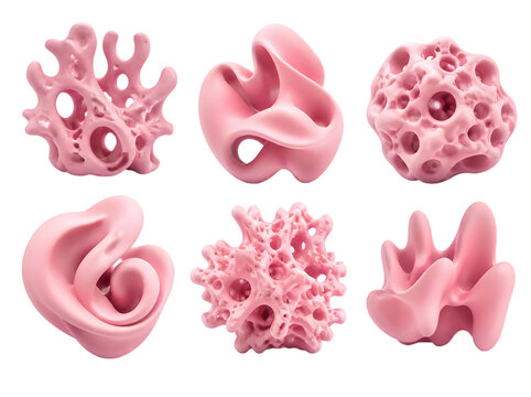 3d pink brain coral polyps illustration