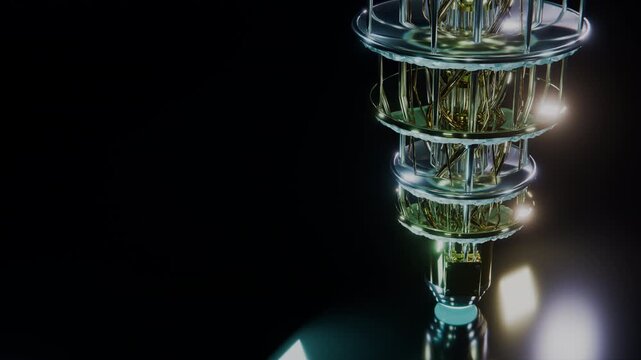 Smooth camera travel past frosted cryogenic cold plate with condensed nitrogen rim.