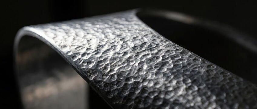 Close-Up Of Hammered Metal Surface With Textured Pattern