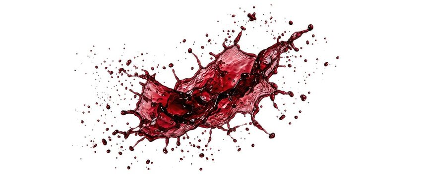 Dynamic Red Liquid Splash Isolated On White Background