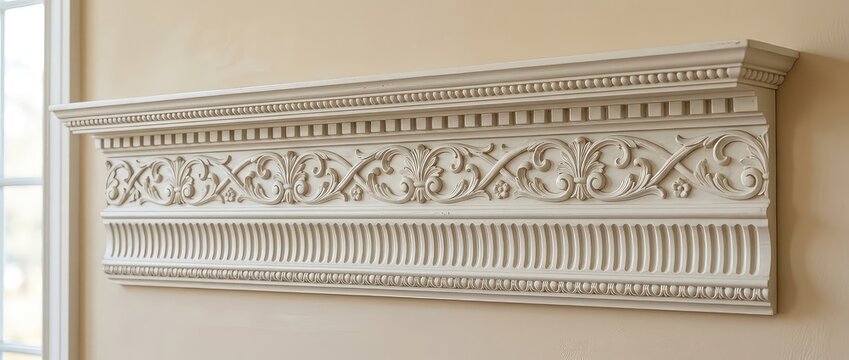 Ornate White Decorative Molding With Intricate Carved Details