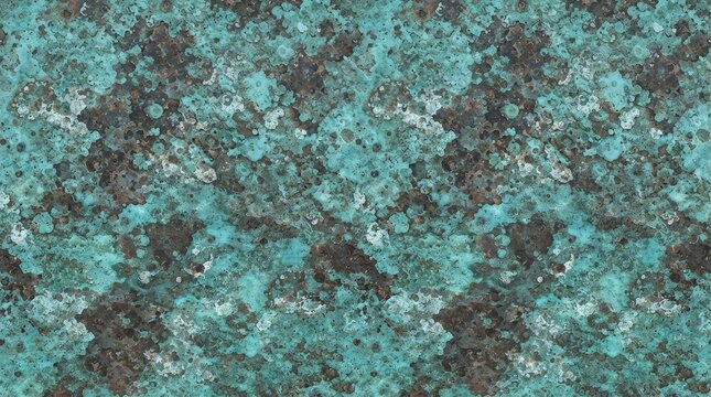 Aged copper metal with green blue patina texture background