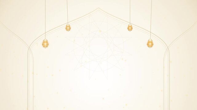 White Gold Lantern Arch Ramadan Islamic Backdrop Loop