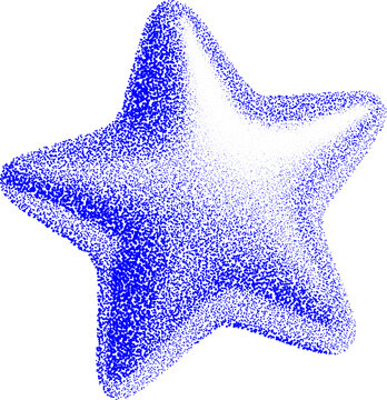 Halftone stipple star with transparent retro grunge and dotted aesthetic in trendy design
