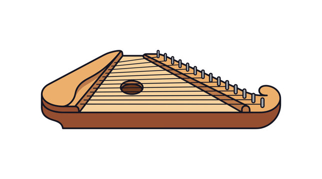 Traditional wooden gusli zither musical instrument vector illustration isolated on white