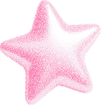 Halftone stipple star with transparent retro grunge and dotted aesthetic in trendy design