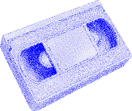 Halftone stipple dotted retro grunge transparent vhs tape for digital nostalgia and vintage design