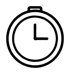 Fototapeta premium Athletic sports workout timer featuring a circular case with a top push button and analog clock hands showing a right angle orientation, graphic vector icon isolated on a white backdrop