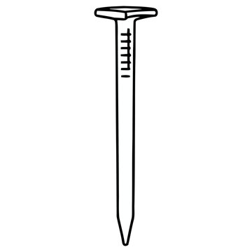 Black and white drawing of a nail