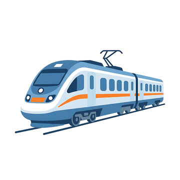 Modern High Speed Passenger Train Vector Illustration Isolated on White Background