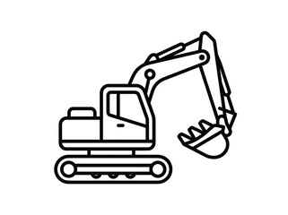 Naklejka premium Minimalist black line art illustration of a heavy excavator for construction and industrial design