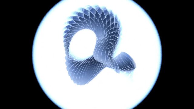 Abstract digital 3d model of a glowing geometric torus knot structure