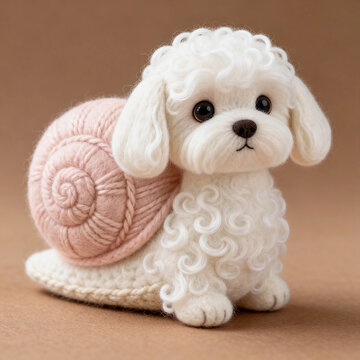 Whimsical Felt‑Craft Creature With Dog Head And Snail Shell