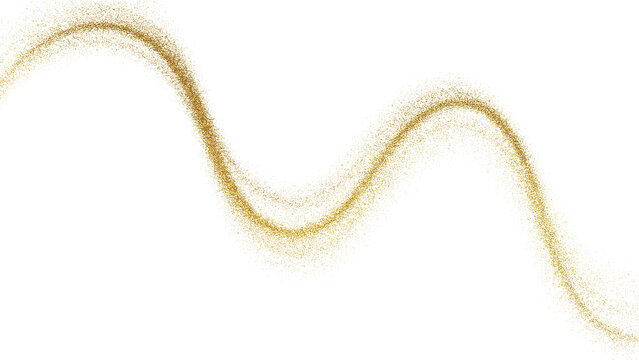Golden glittering wave line with sparkling particles on transparent background glitter sparkle particle glowing shimmer curve sinuous wavy