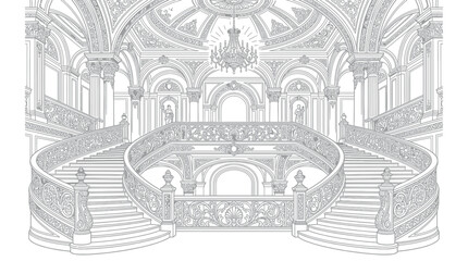 Obraz premium Ornate Grand Staircase Interior Design