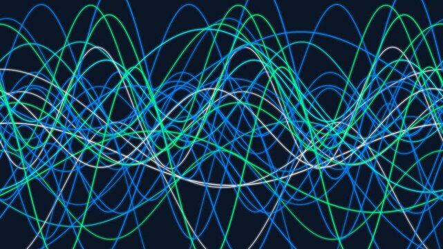 Cyan fiber optic light waves data stream abstract seamless loop background AI 4K Ultra HD