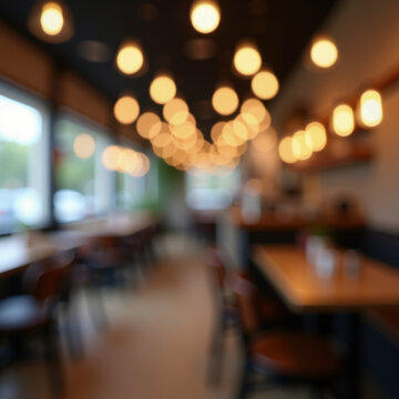 Blur coffee shop or cafe restaurant with abstract bokeh light image background. For montage product display or design key visual layout